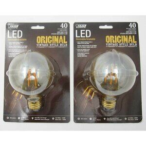 Lot of 2 New Feit Dimmable Orig Vtg Style LED 350 Lumen 40 Watt Replacement Bulb